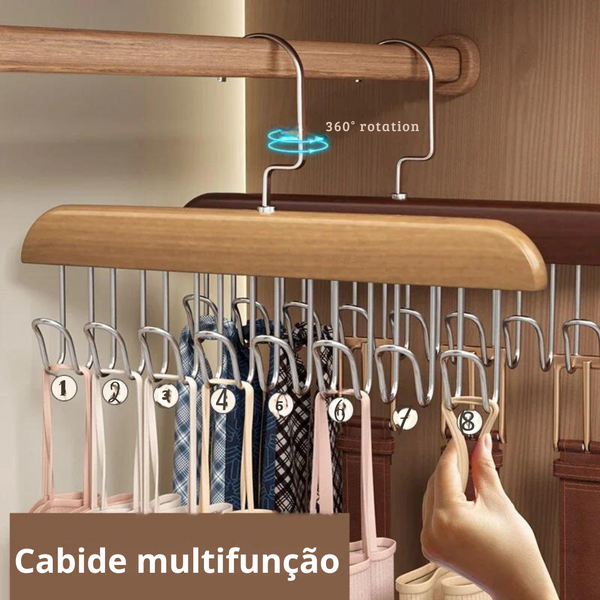 CABIDE MULTIFUNCIONAL 8 EM 1; CABIDE PARA SUTIÃS; GRAVATAS E MAIS ; RESISTENTE;GANCHOS FUNDOS.